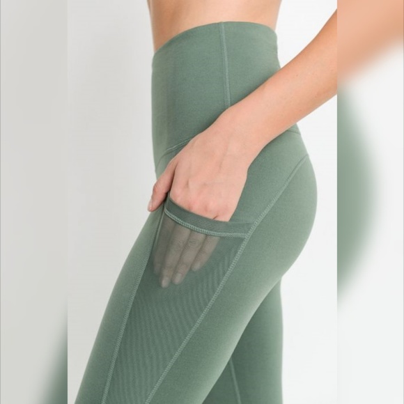 Highwaist Splice Mesh Pocket Full Leggings - Kiwi - Picture 3 of 6